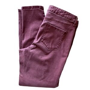 Hannah Womens Cotton Blend Skinny Burgundy Jeans Size 12